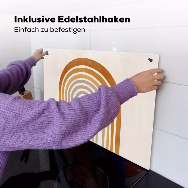 Minimalistisch - Boog - Lijnen - Beige Inductie beschemer met haakjes klein -ky-ophangen-de