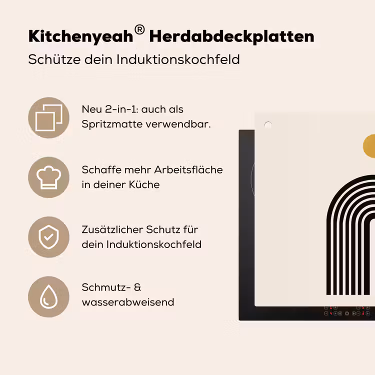 Minimalistisch - Zwarte boog - Gouden cirkel Inductie beschemer met haakjes middel -ky-usp-de