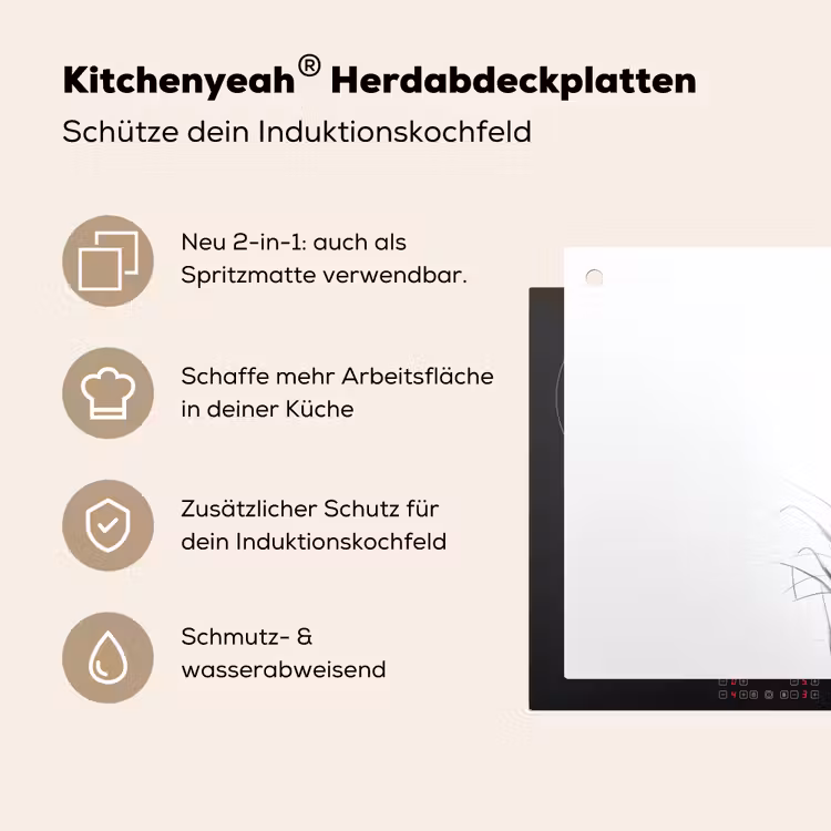 Minimalistisch - Stelen - Wit Inductie beschemer met haakjes klein -ky-usp-de