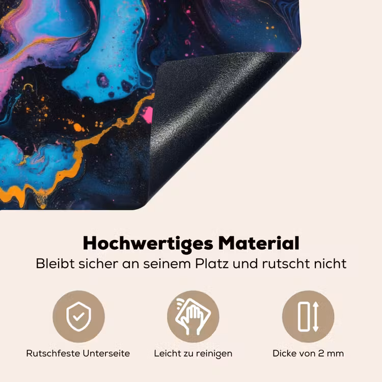 Modern - Marmer - Oranje Inductie beschemer met haakjes klein -ky-onderkant-de