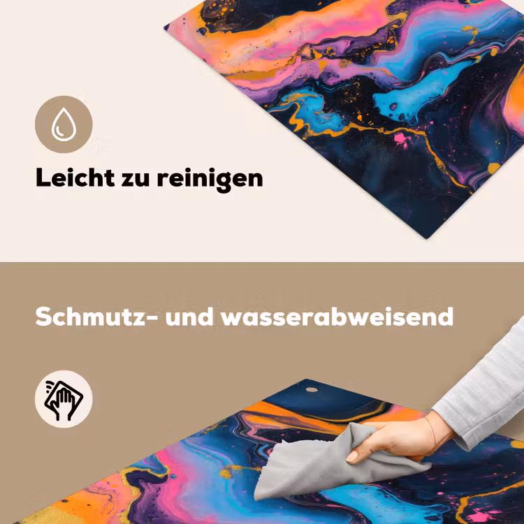 Modern - Marmer - Oranje Inductie beschemer met haakjes klein -ky-schoon-de