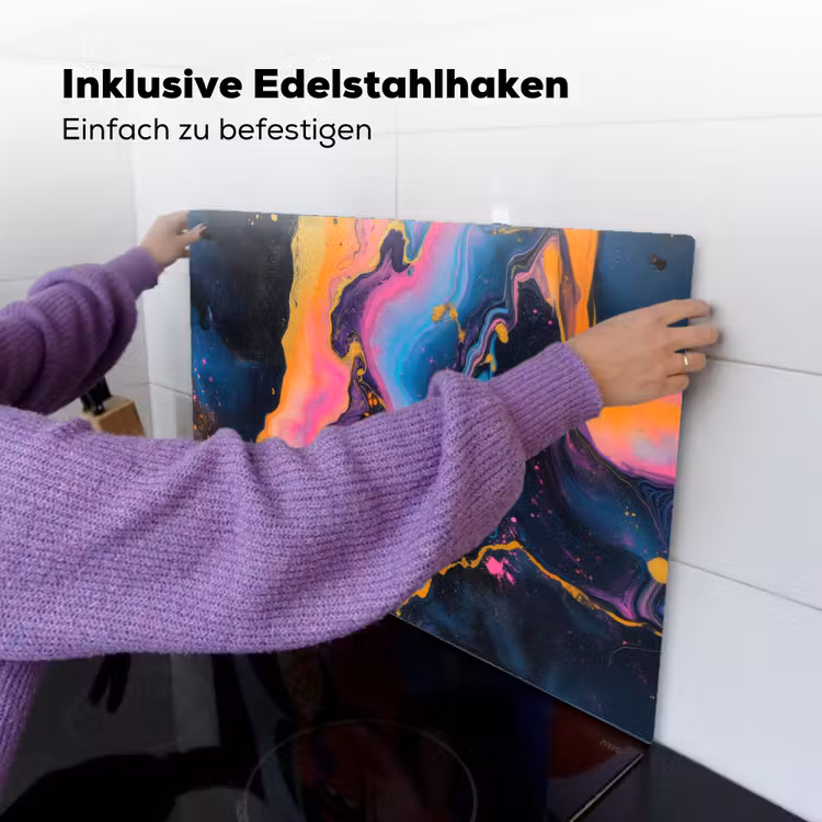 Modern - Marmer - Oranje Inductie beschemer met haakjes klein -ky-ophangen-de