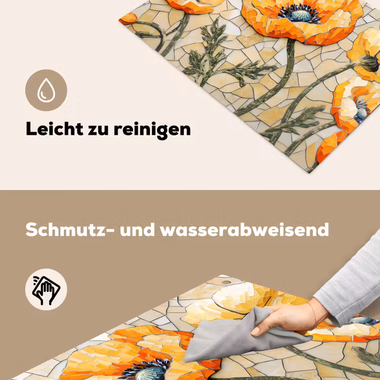 Klaprozen - Oranje - Mozaïek - Bladeren Inductie beschemer met haakjes klein -ky-schoon-de