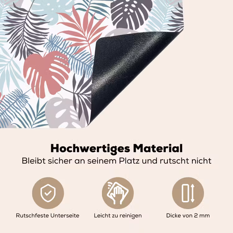 Monstera - Pastel - Bladeren - Tropical Inductie beschemer met haakjes middel -ky-onderkant-de