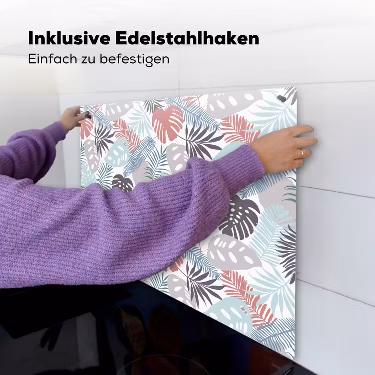 Monstera - Pastel - Bladeren - Tropical Inductie beschemer met haakjes middel -ky-ophangen-de