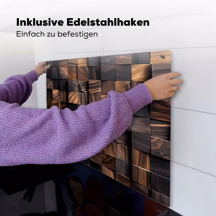Mozaïek van Houttexturen Inductie beschemer met haakjes middel -ky-ophangen-de