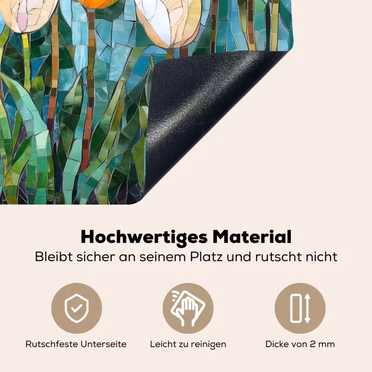 Mozaïek - Veld - Tulpen - Kleurrijk Inductie beschemer met haakjes klein -ky-onderkant-de