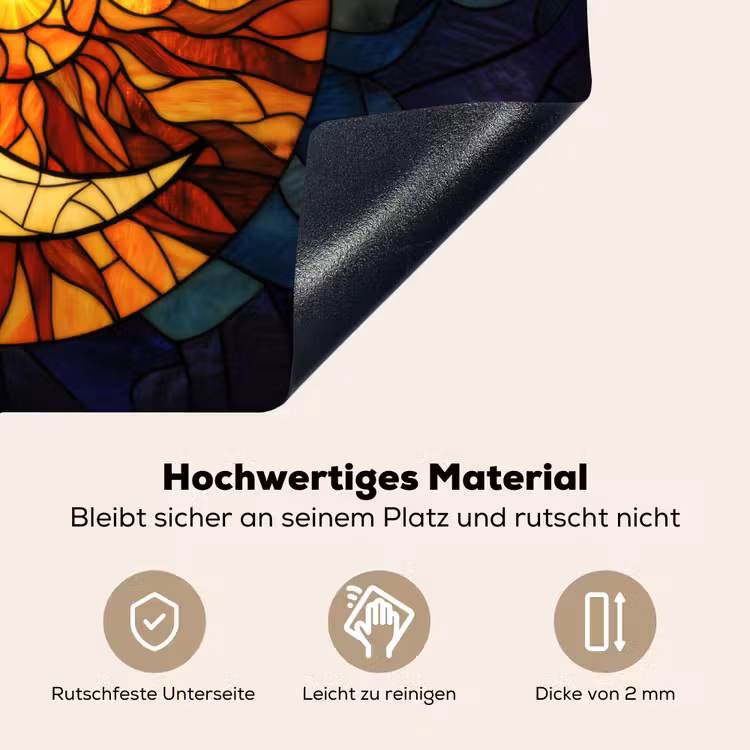 Mozaïek - Glas - Maan - Donkerblauw Inductie beschemer met haakjes klein -ky-onderkant-de