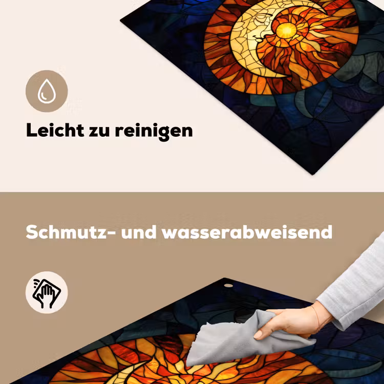 Mozaïek - Glas - Maan - Donkerblauw Inductie beschemer met haakjes klein -ky-schoon-de