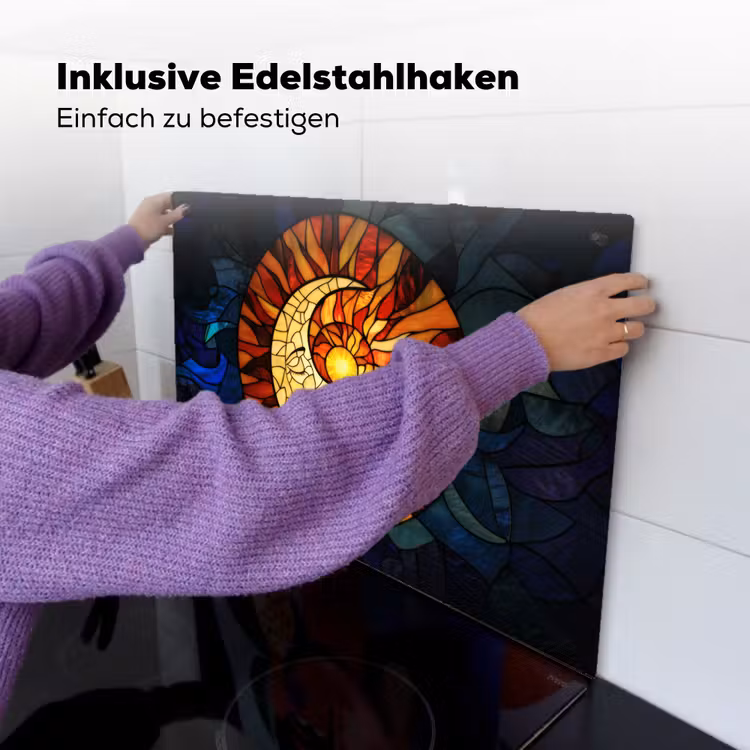 Mozaïek - Glas - Maan - Donkerblauw Inductie beschemer met haakjes klein -ky-ophangen-de
