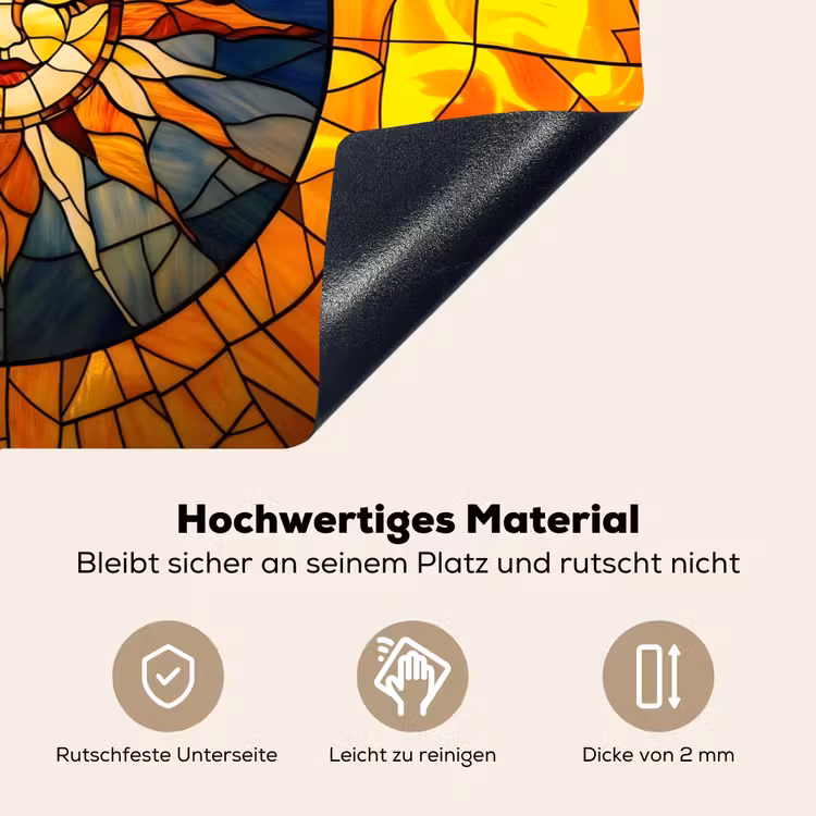 Mozaïek - Zon - Geel - Cirkel Inductie beschemer met haakjes klein -ky-onderkant-de