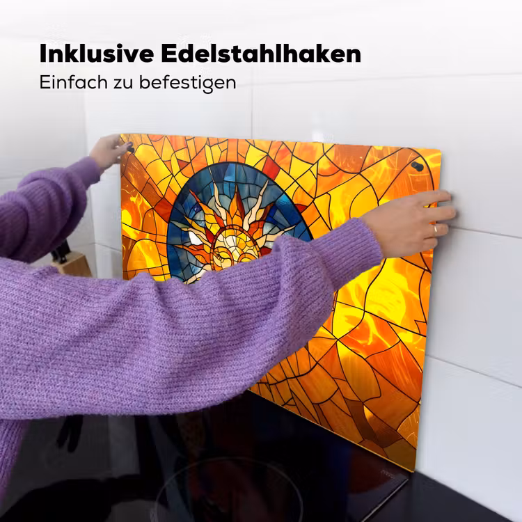 Mozaïek - Zon - Geel - Cirkel Inductie beschemer met haakjes klein -ky-ophangen-de