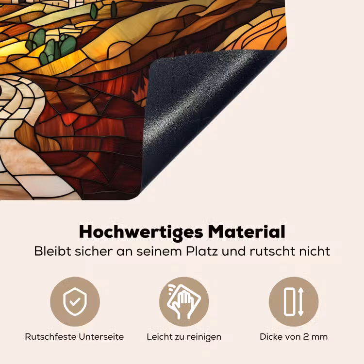 Mozaïek - Zon - Landschap - Dorp Inductie beschemer met haakjes klein -ky-onderkant-de