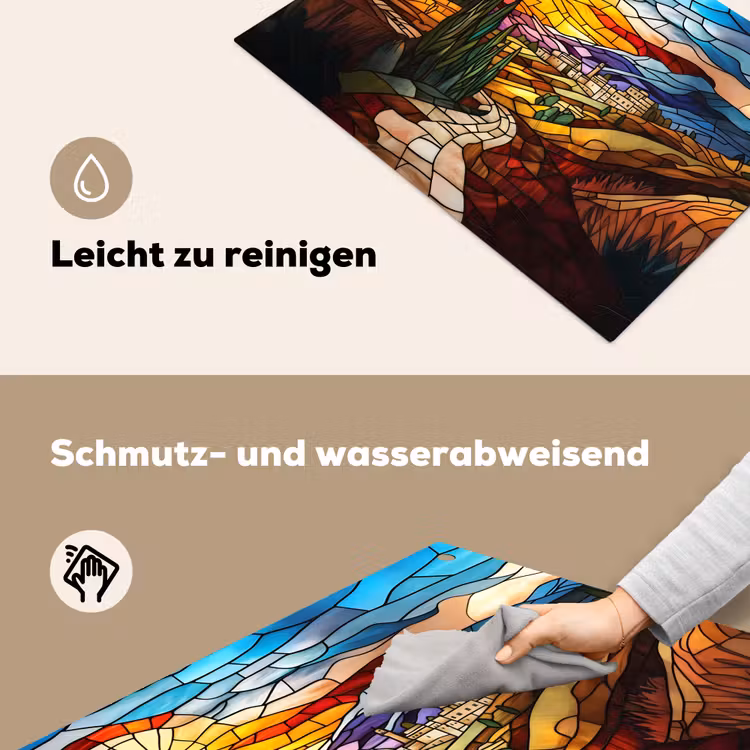 Mozaïek - Zon - Landschap - Dorp Inductie beschemer met haakjes klein -ky-schoon-de