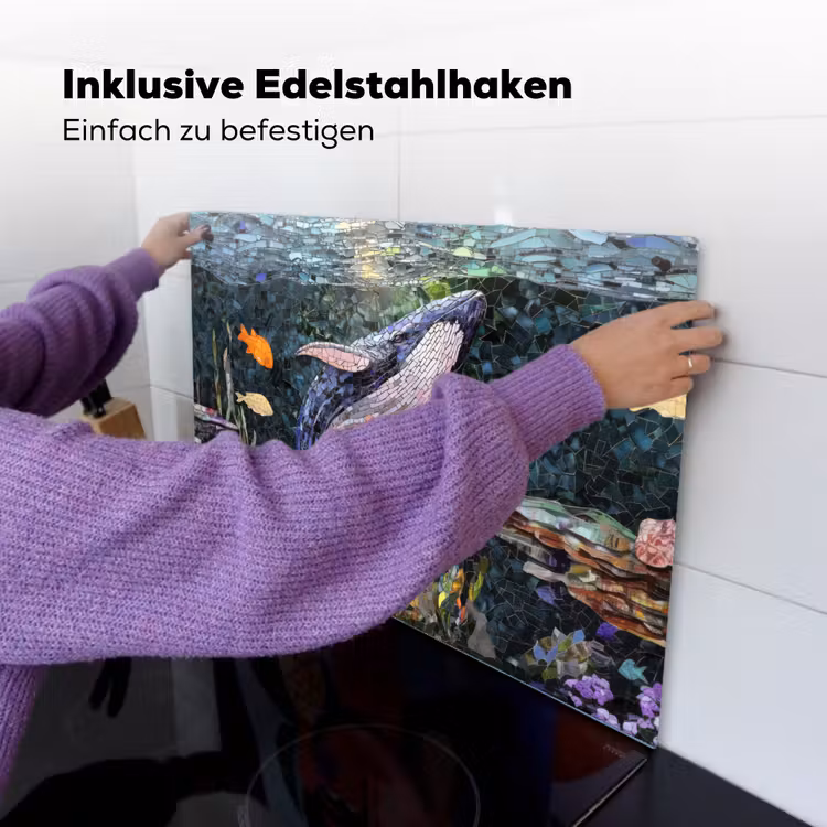 Mozaïek - Walvis - Koraal - Water Inductie beschemer met haakjes klein -ky-ophangen-de