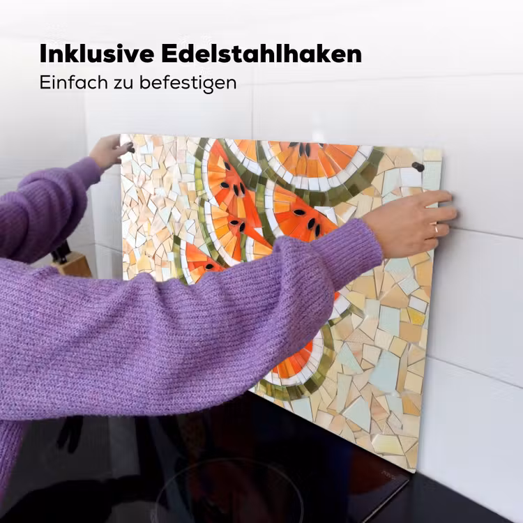 Mozaïek - Watermeloen - Rood - Pitten Inductie beschemer met haakjes klein -ky-ophangen-de