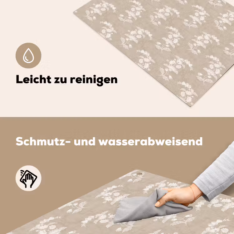 Motief - Beige - Linnen Inductie beschemer met haakjes klein 777 -ky-schoon-de
