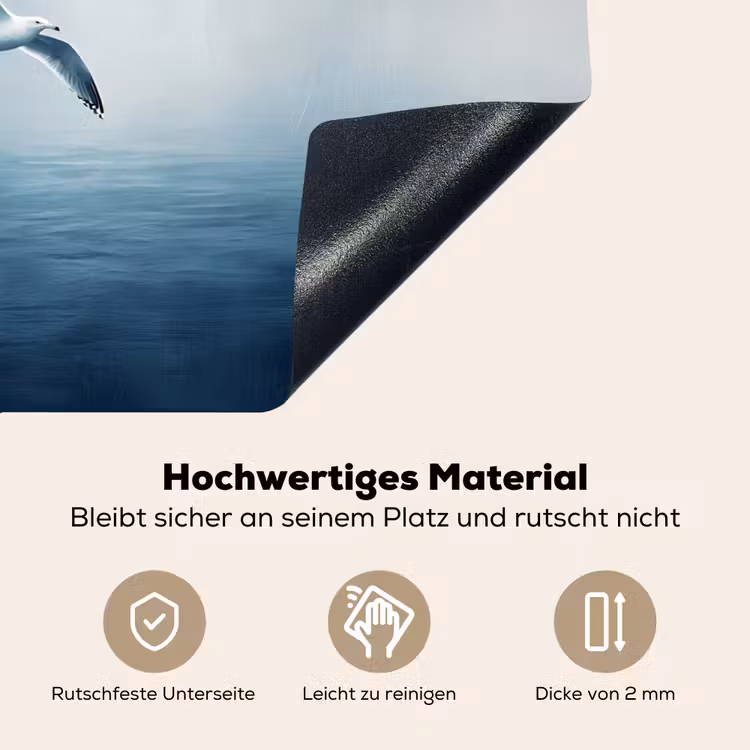 Meeuw - Wit - Zee - Mistig Inductie beschemer met haakjes klein -ky-onderkant-de