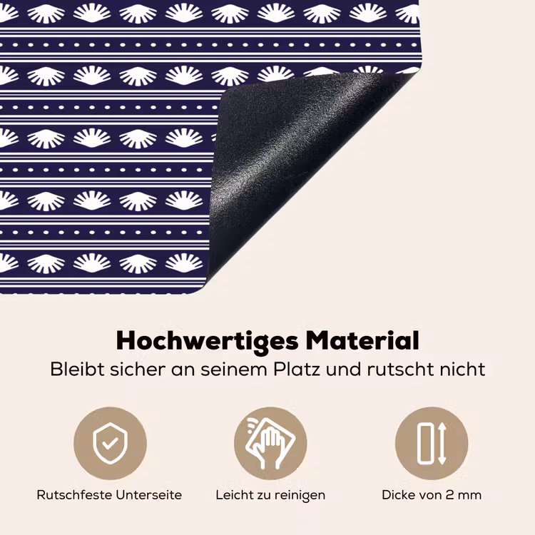 Schelp - Nautisch - Blauw - Wit Inductie beschemer met haakjes klein 777 -ky-onderkant-de