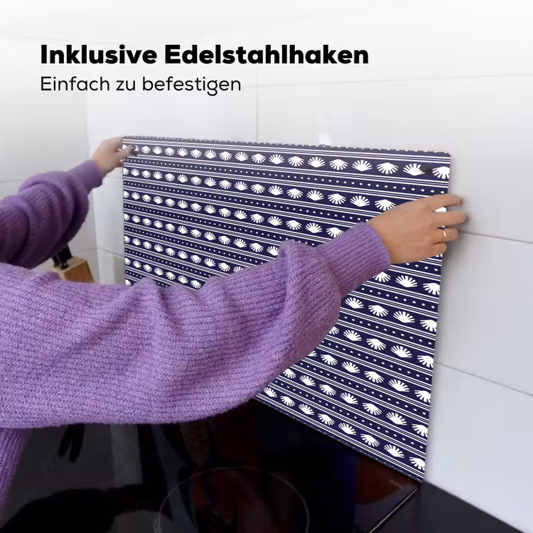 Schelp - Nautisch - Blauw - Wit Inductie beschemer met haakjes klein 777 -ky-ophangen-de