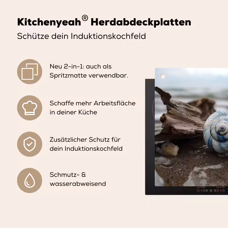 Schelp - Strand - Blauw - Zee Inductie beschemer met haakjes middel -ky-usp-de