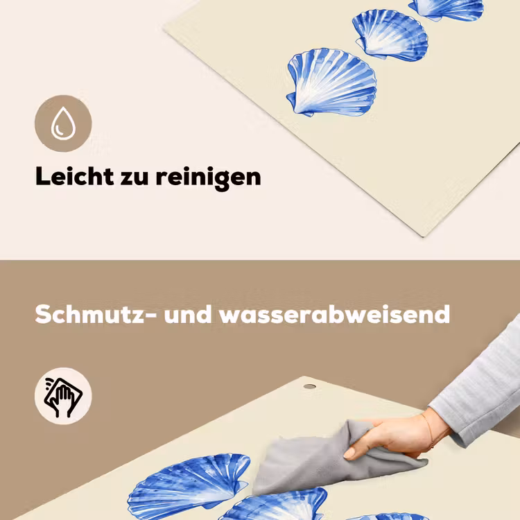 Schelpen - Blauw - Beige Inductie beschemer met haakjes middel -ky-schoon-de