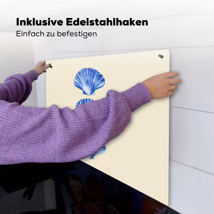 Schelpen - Blauw - Beige Inductie beschemer met haakjes middel -ky-ophangen-de