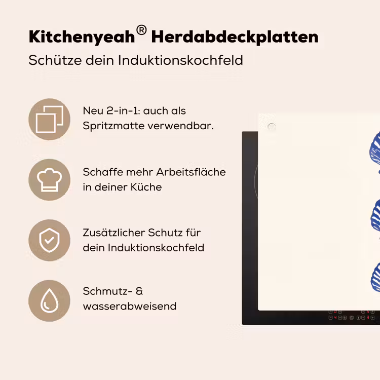 Schelpen - Blauw - Patroon Inductie beschemer met haakjes klein -ky-usp-de