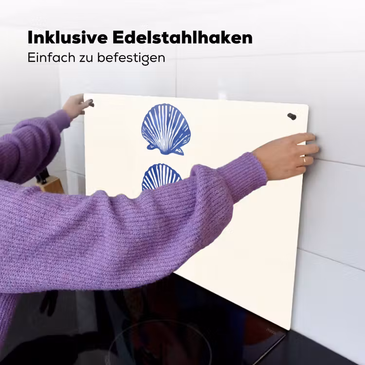 Schelpen - Blauw - Patroon Inductie beschemer met haakjes klein -ky-ophangen-de