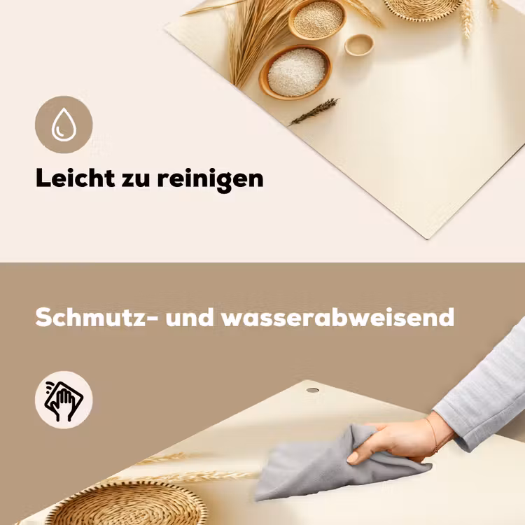 Granen - Hout - Kom - Beige Inductie beschemer met haakjes klein -ky-schoon-de