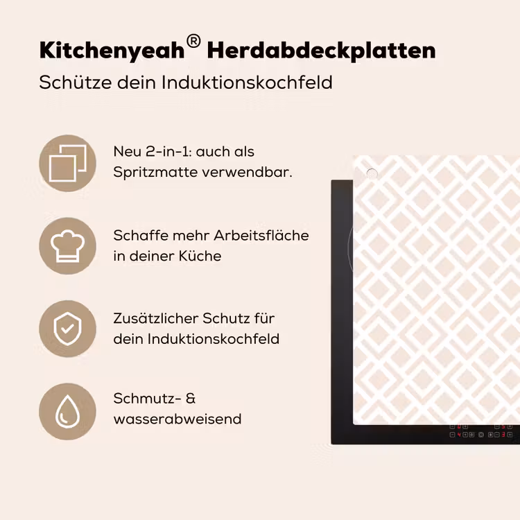 Patronen - Abstract - Beige - Geometrie Inductie beschemer met haakjes klein 777 -ky-usp-de