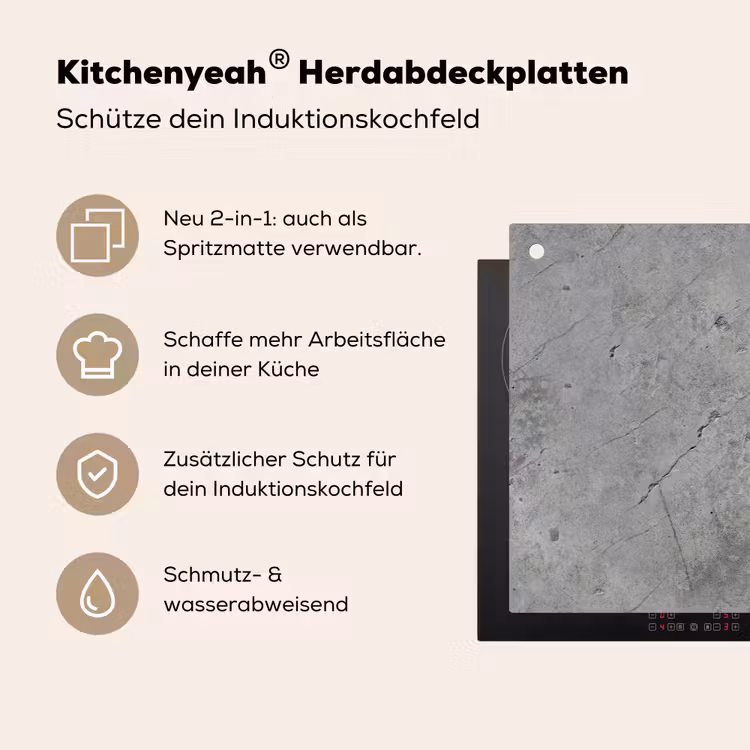Patronen - Beton - Oud Inductie beschemer met haakjes klein 777 -ky-usp-de