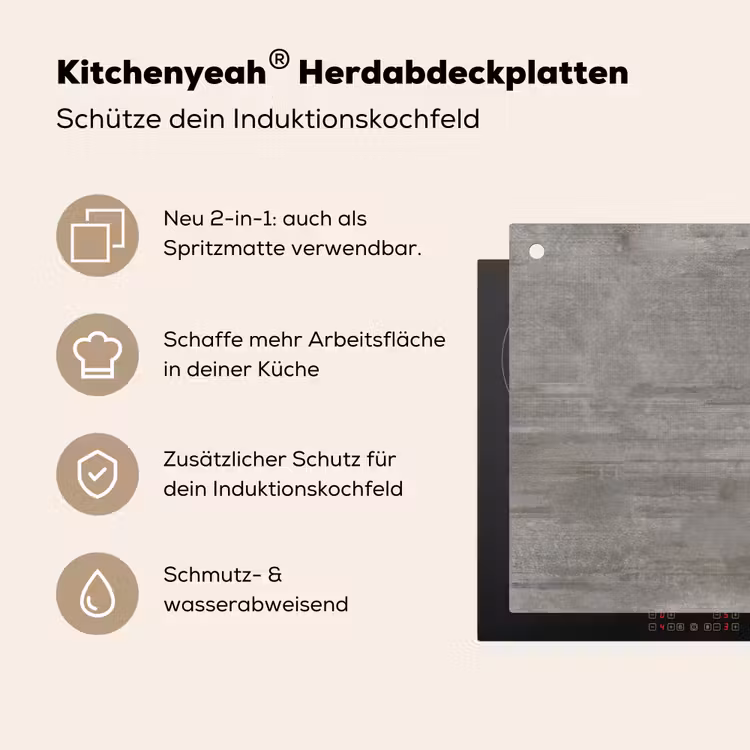 Patroon - Beton - Grijs Inductie beschemer met haakjes klein 777 -ky-usp-de