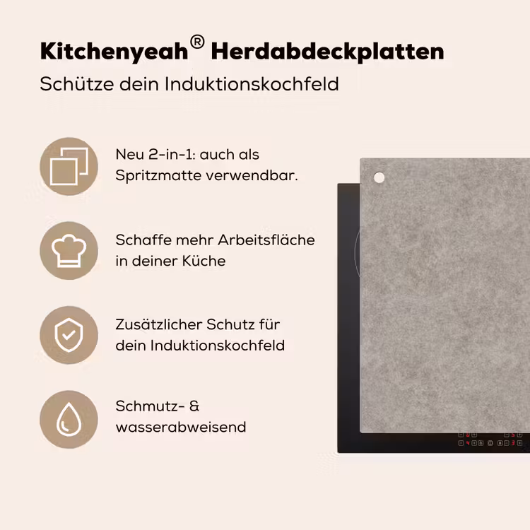 Patroon - Beton - Grijs Inductie beschemer met haakjes klein 777 -ky-usp-de