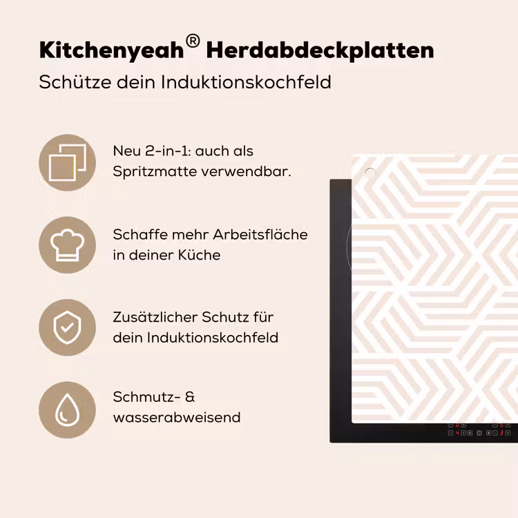 Patroon - Geometrie - Design - Pastel Inductie beschemer met haakjes klein 777 -ky-usp-de