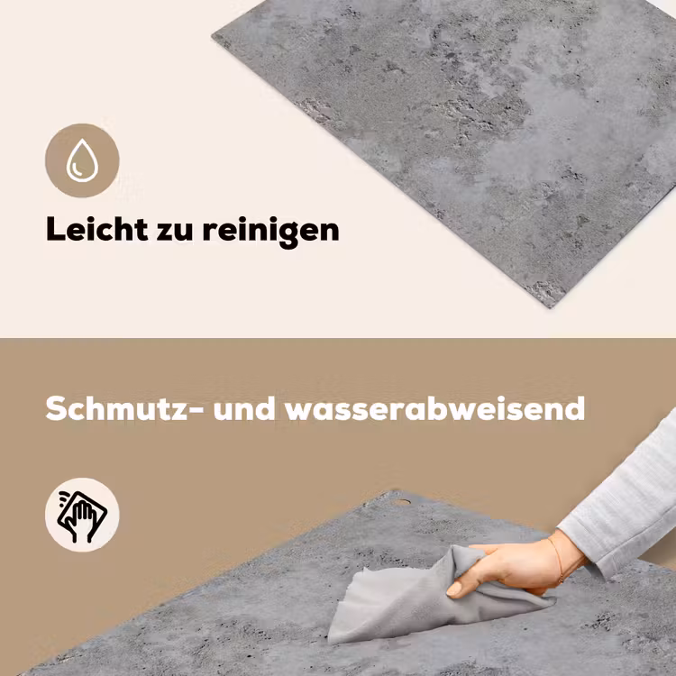 Patroon - Grijs - Oud - Beton Inductie beschemer met haakjes klein 777 -ky-schoon-de