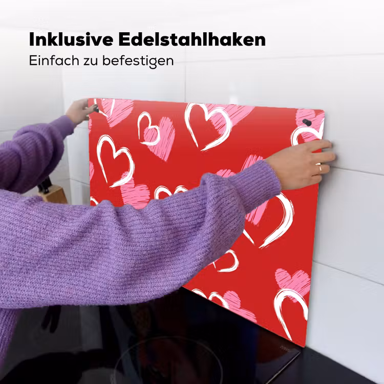 Patroon - Hartjes - Roze - Valentijn Inductie beschemer met haakjes klein -ky-ophangen-de