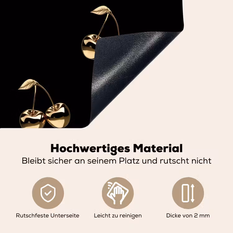 Patroon - Kersen - Goud - Chrome Inductie beschemer met haakjes klein -ky-onderkant-de