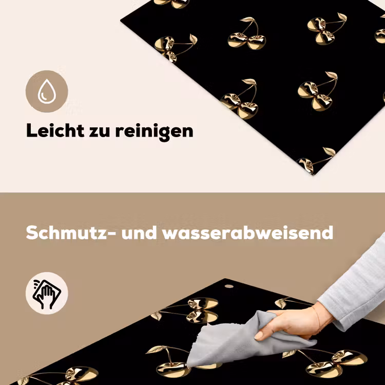 Patroon - Kersen - Goud - Chrome Inductie beschemer met haakjes klein -ky-schoon-de