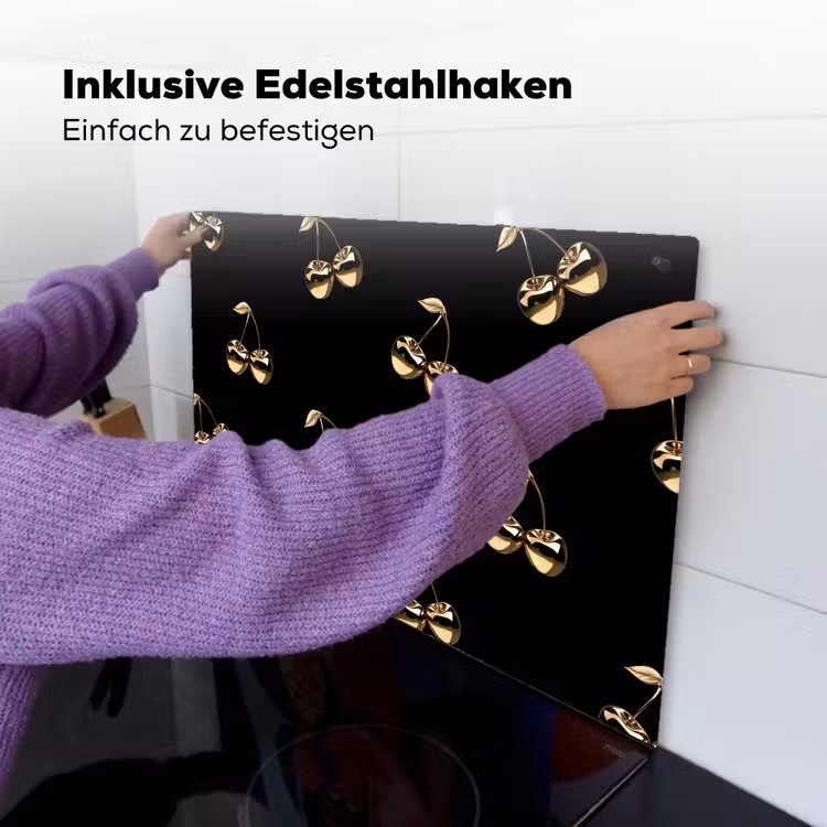 Patroon - Kersen - Goud - Chrome Inductie beschemer met haakjes klein -ky-ophangen-de