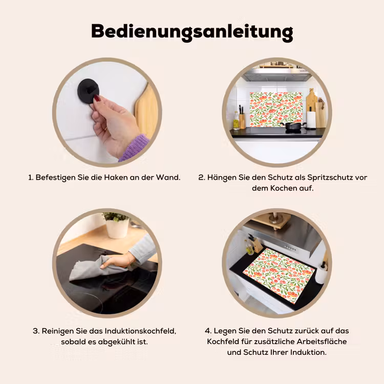 Patroon - Kersen - Wit Inductie beschemer met haakjes klein 777 -ky-gebruik-de