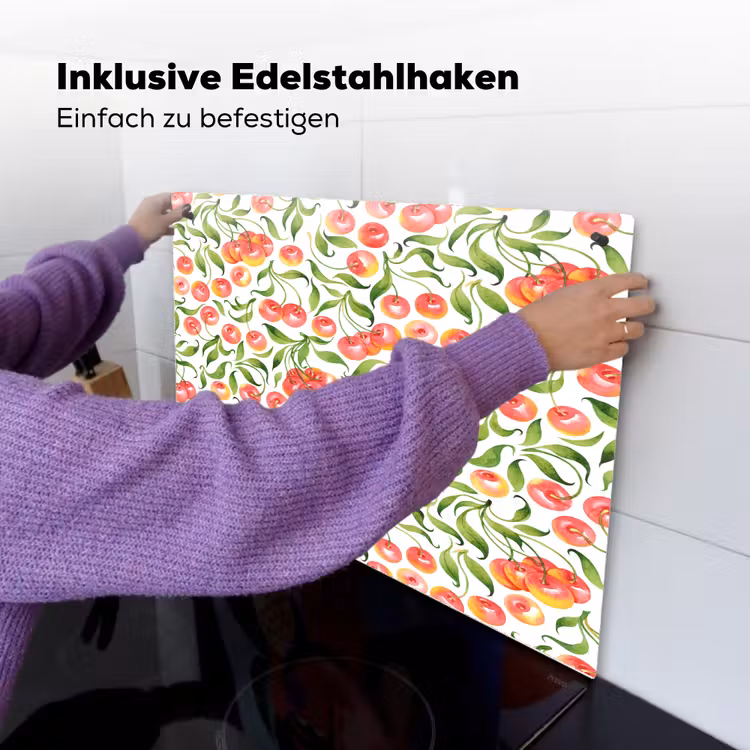 Patroon - Kersen - Wit Inductie beschemer met haakjes klein 777 -ky-ophangen-de