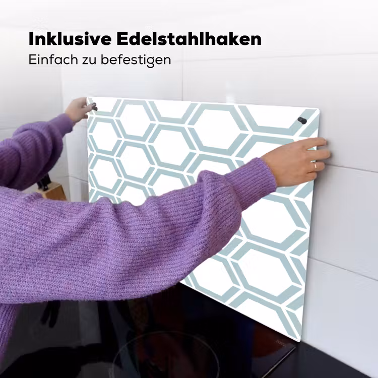 Patroon - Lijn - Design - Hexagon Inductie beschemer met haakjes klein 777 -ky-ophangen-de
