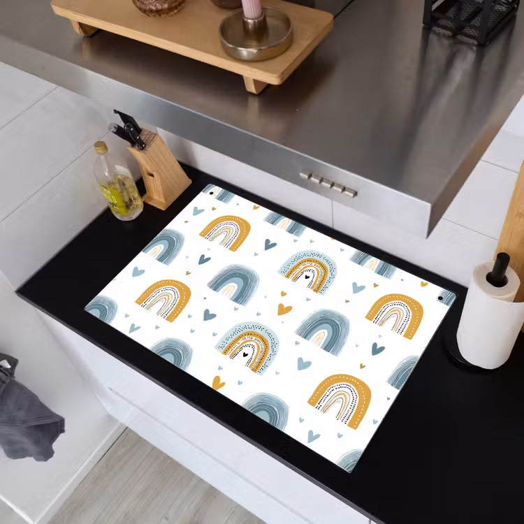 Patroon - Regenboog - Hartjes Inductie beschemer met haakjes klein -sfeer1