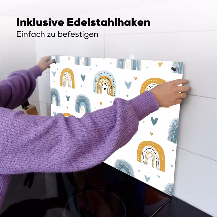 Patroon - Regenboog - Hartjes Inductie beschemer met haakjes klein -ky-ophangen-de