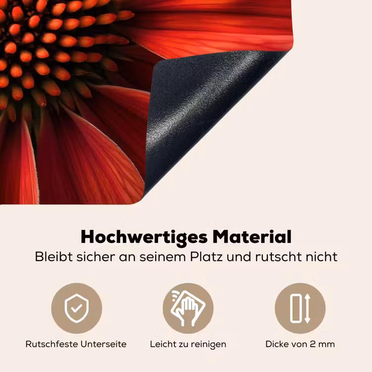 Close up - Bloem- Rood Inductie beschemer met haakjes klein -ky-onderkant-de