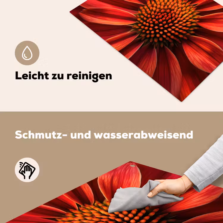 Close up - Bloem- Rood Inductie beschemer met haakjes klein -ky-schoon-de