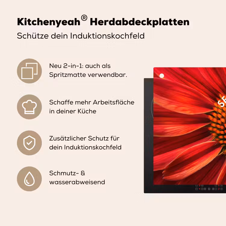 Close up - Bloem - Quote - Rood Inductie beschemer met haakjes klein -ky-usp-de