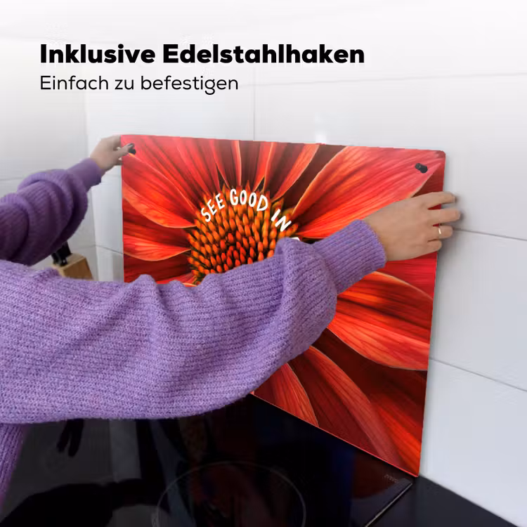 Close up - Bloem - Quote - Rood Inductie beschemer met haakjes klein -ky-ophangen-de