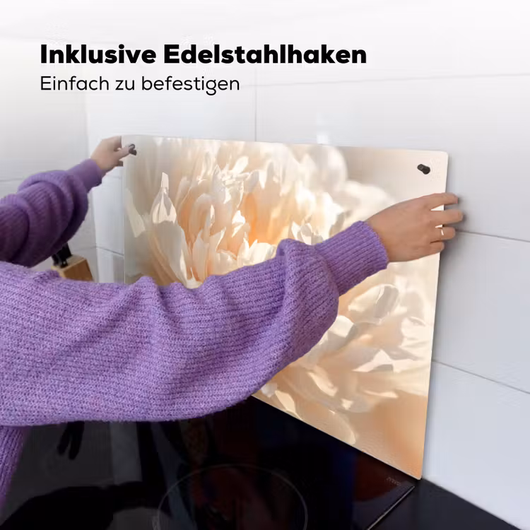 Close up - Pioenroos - Lichtroze Inductie beschemer met haakjes klein -ky-ophangen-de